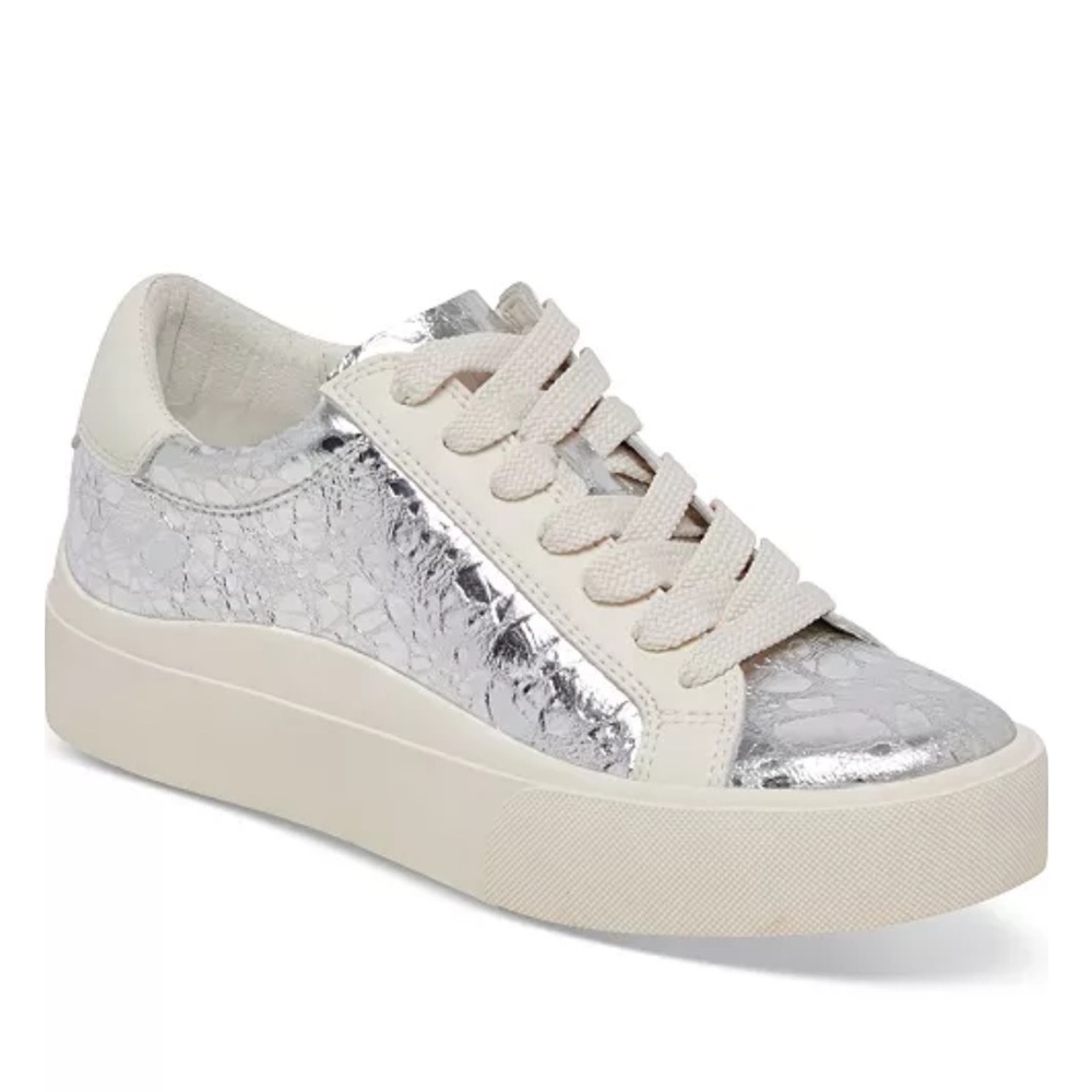 Dolce Vita Zayn 360 Sneaker Silver Distressed Leather size 8